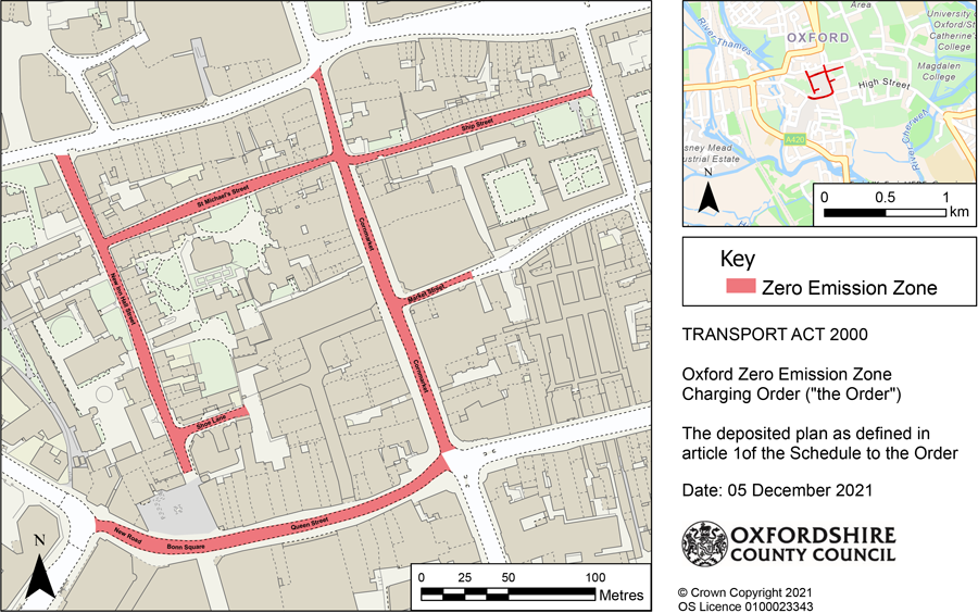 Oxford ZEZ LEZ area map